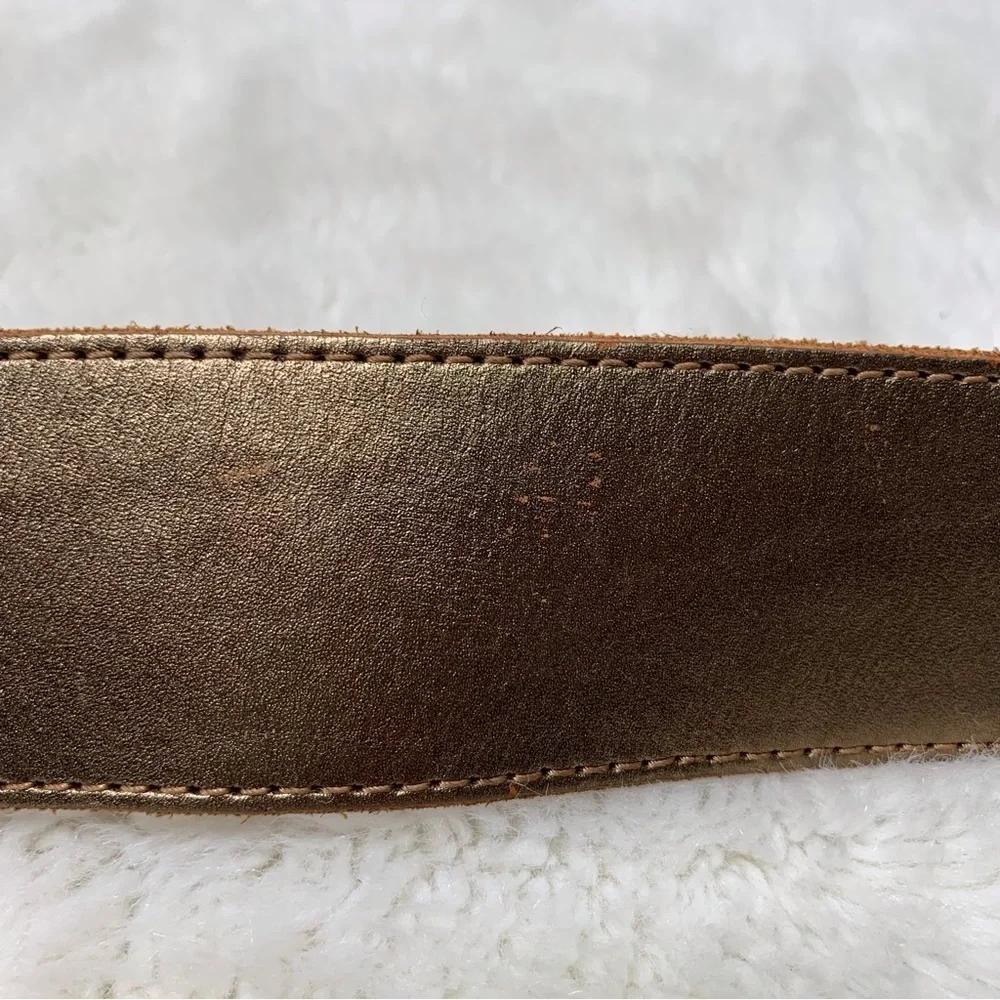 J.Jill Women's Genuine Leather Gold Belt Size Small